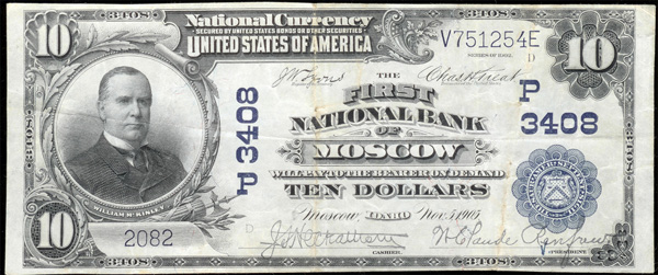 1902 $10 National Bank Note from Moscow, Idaho